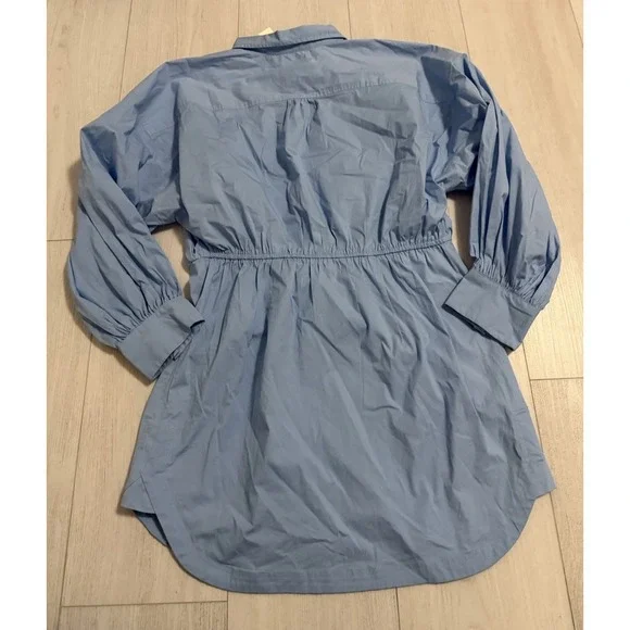 NWT Anthropologie Maeve Poplin Mini Shirt Dress Sz XL Sky Blue Long Sleeve $148 - Picture 7 of 15